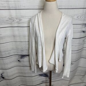 💐 Eileen Fisher Soft Linen White Open-Front Cardigan